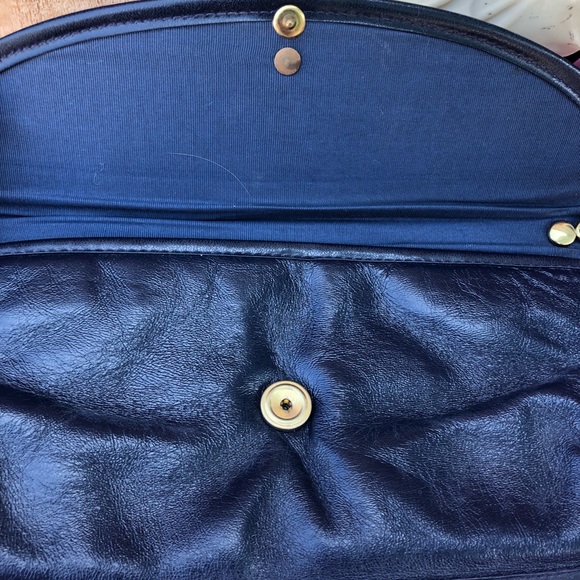 VinTage Jane Shilton Blue Leather clutch shoulder - Picture 6 of 8